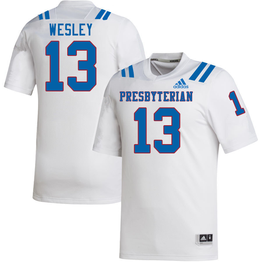 Men-Youth #13 Tyler Wesley Presbyterian Blue Hose 2023 College Football Jerseys Stitched-White